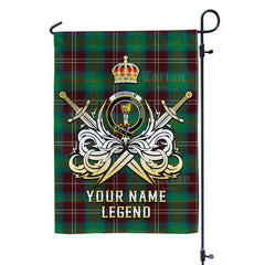 Custom Name Clan Chisholm Hunting Ancient Tartan Garden Flag with Clan Crest and the Golden Sword of Courageous Legacy LH35