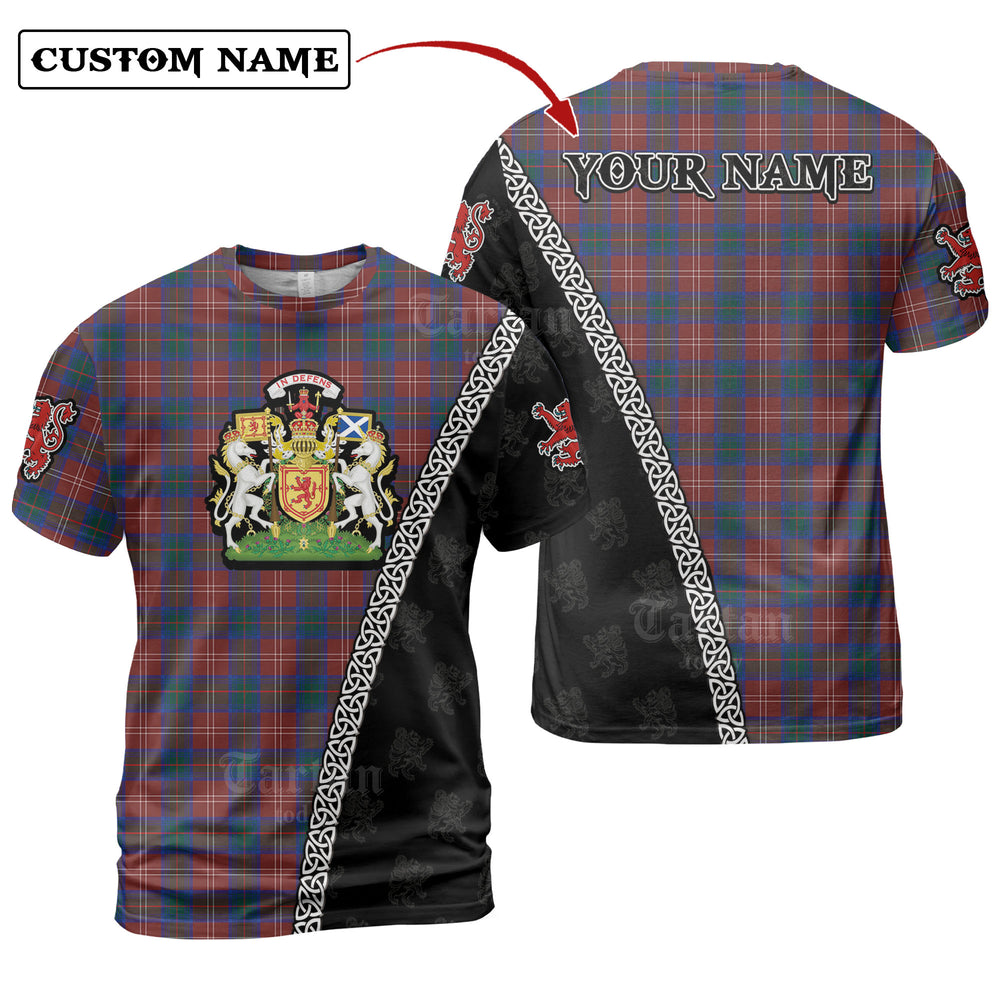Chisholm Hunting Modern Tartan Shirt with Scotland Coat of Arms & Custom Name SH30