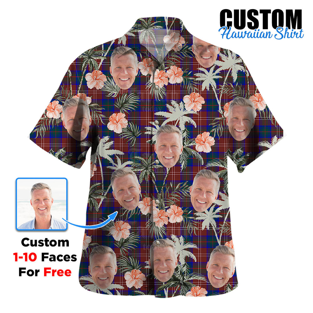 Clan Chisholm Hunting Modern Tartan Custom Face Hawaiian Shirt – Unisex Gift for Family Members, Summer Party IF90 Chisholm Hunting Modern Tartan Tartan Hawaii Shirt