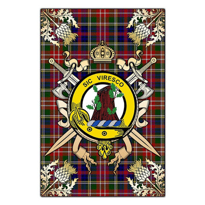Clan Christie Tartan Crest Black Garden Flag - Gold Thistle