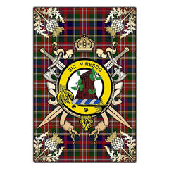 Clan Christie Tartan Crest Black Garden Flag - Gold Thistle RX63 Clan Christie Tartan Today