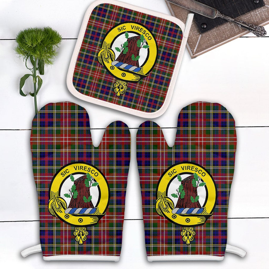 Clan Christie Tartan Crest Oven Mitt And Pot Holder (2 Oven Mitts + 1 Pot Holder)