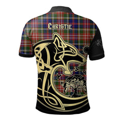 Clan Christie Tartan Polo Shirt Viking Wolf BL89 Christie Tartan Tartan Polo