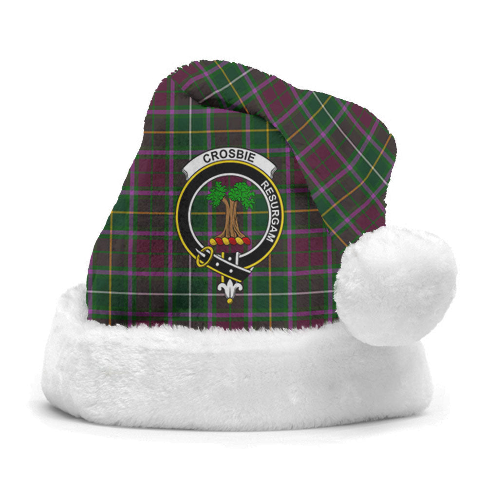 Clan Crosbie (or Crosby) Tartan Crest Christmas Santa Hat QN64 Crosbie (or Crosby) Tartan Tartan Santa Hat
