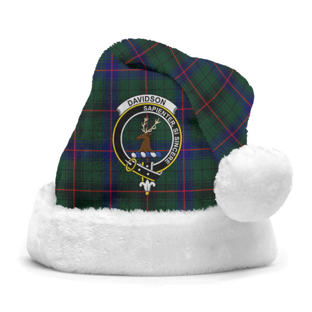 Clan Davidson Modern Tartan Crest Christmas Santa Hat PU94 Davidson Modern Tartan Tartan Santa Hat