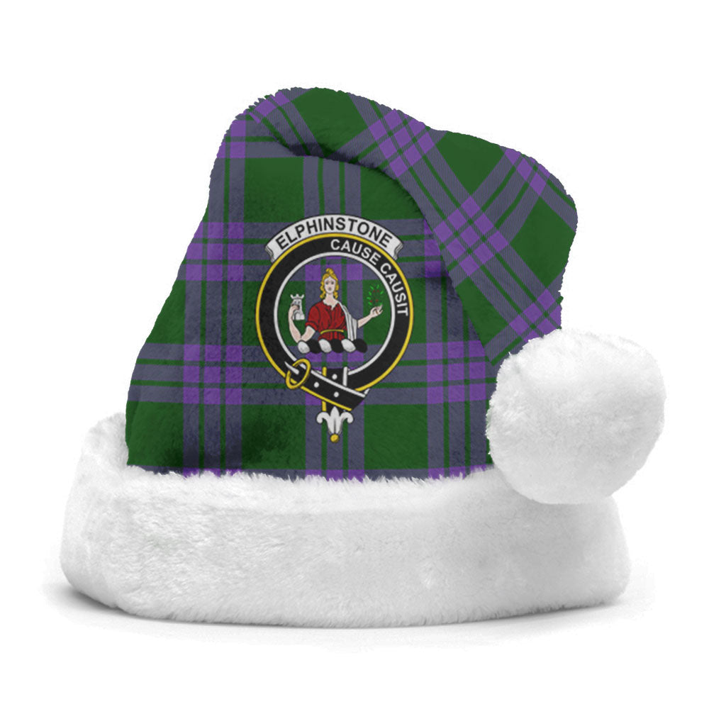 Clan Elphinstone Tartan Crest Christmas Santa Hat HW22 Elphinstone Tartan Tartan Santa Hat