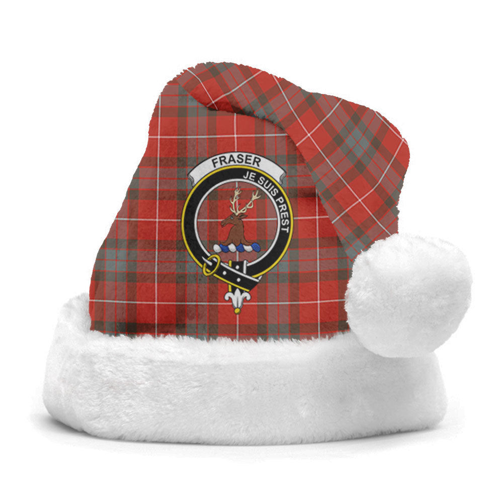 Clan Fraser (of Lovat) Weathered Tartan Crest Christmas Santa Hat BB84 Fraser (of Lovat) Weathered Tartan Tartan Santa Hat