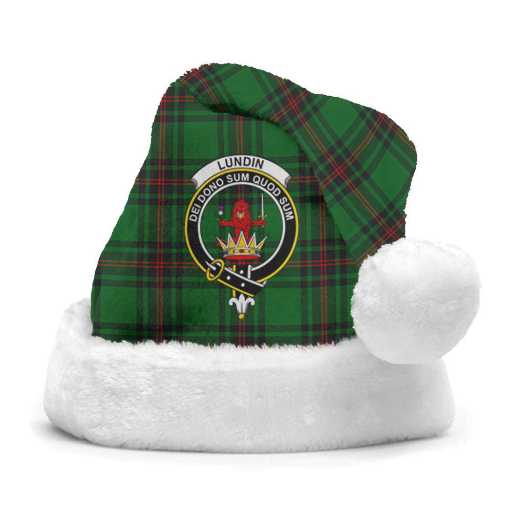 Clan Lundin Tartan Crest Christmas Santa Hat SW52 Lundin Tartan Tartan Santa Hat