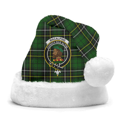 Clan MacAlpine Modern Tartan Crest Christmas Santa Hat