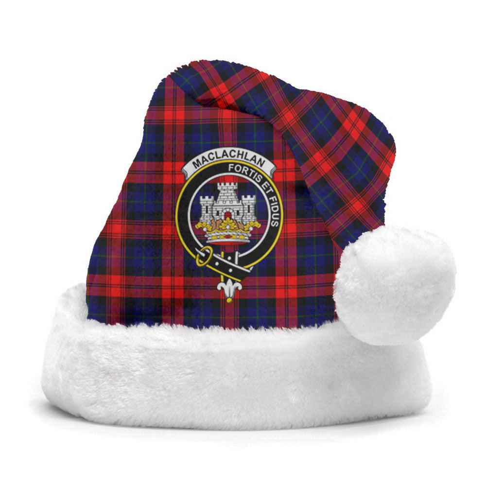 Clan MacLachlan Modern Tartan Crest Christmas Santa Hat AW35 MacLachlan Modern Tartan Tartan Santa Hat