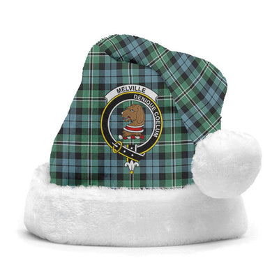 Clan Melville Tartan Crest Christmas Santa Hat