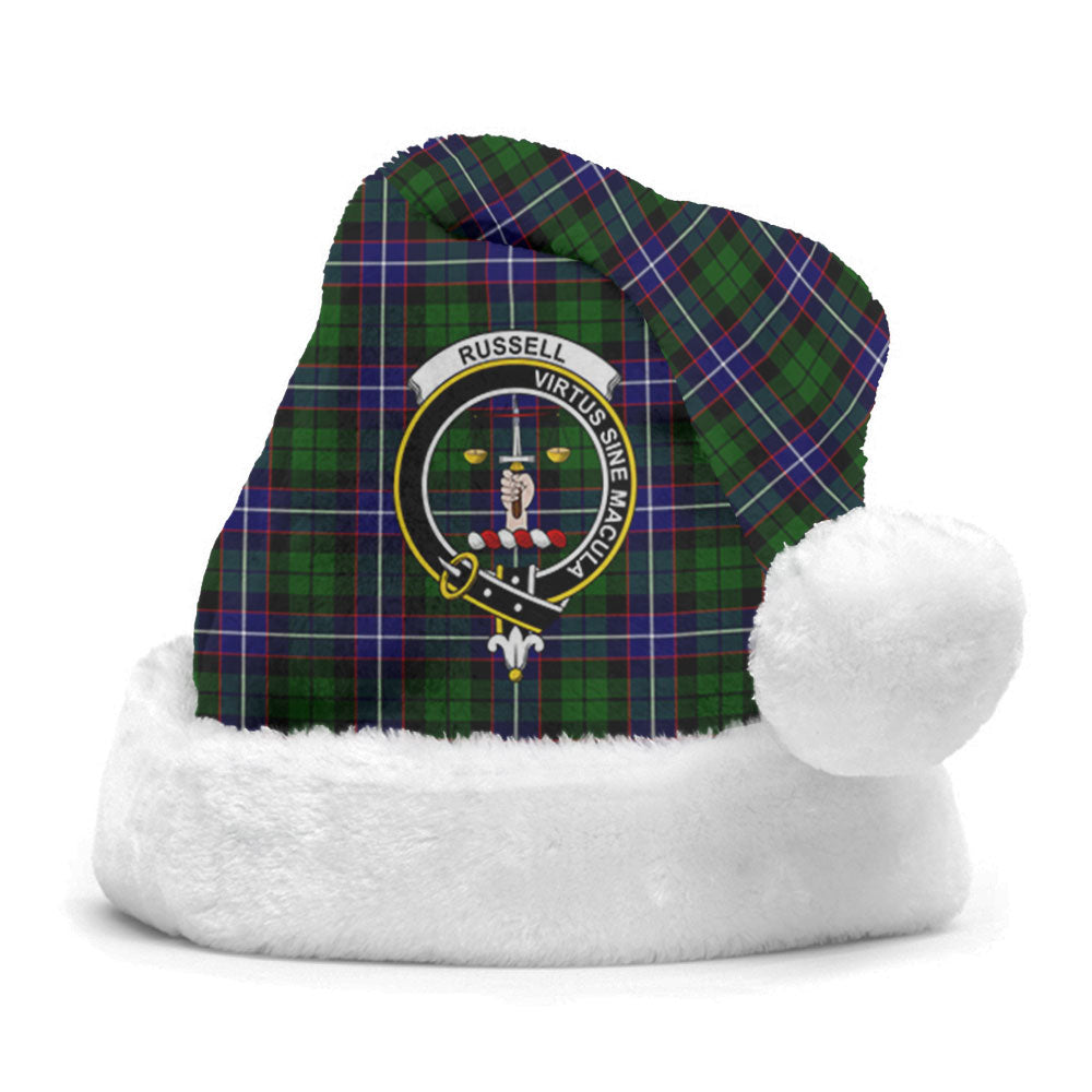 Clan Russell Modern Tartan Crest Christmas Santa Hat LS19 Russell Modern Tartan Tartan Santa Hat