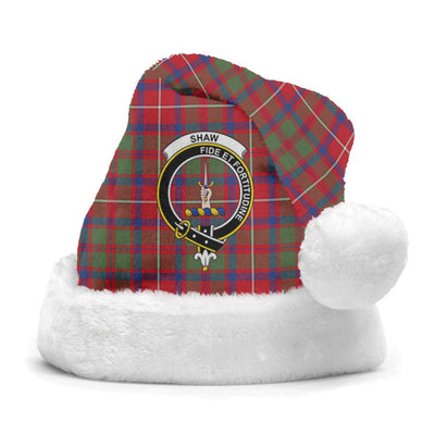 Clan Shaw Red Modern Tartan Crest Christmas Santa Hat