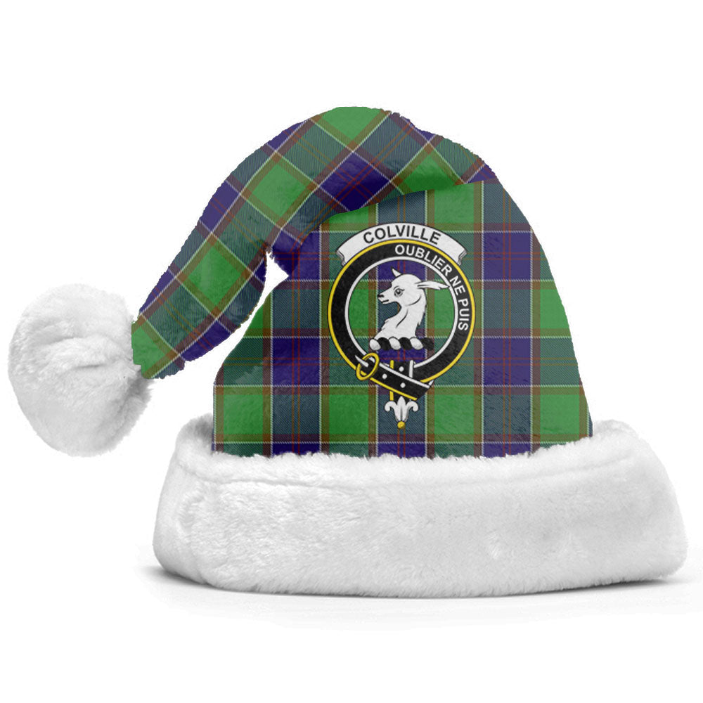 Clan Colville Tartan Crest Christmas Santa Hat ZZ65 Colville Tartan Tartan Santa Hat