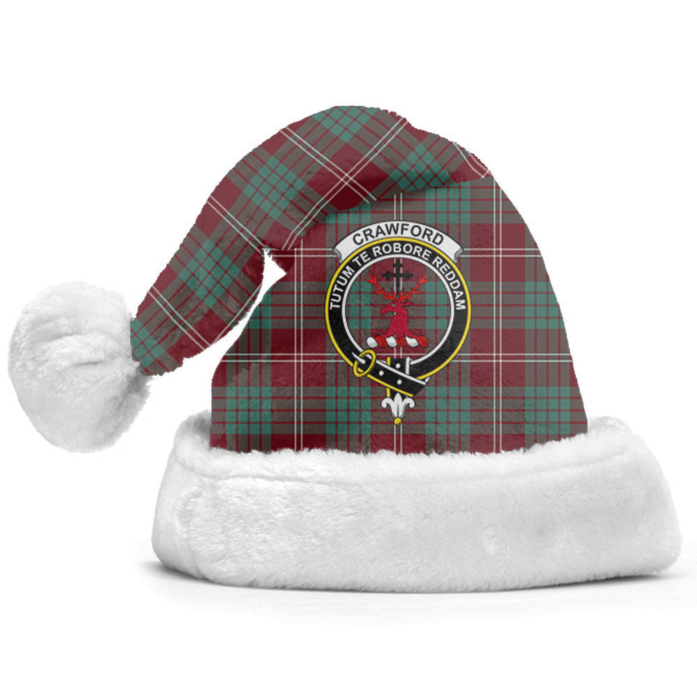 Clan Crawford Modern Tartan Crest Christmas Santa Hat CC24 Crawford Modern Tartan Tartan Santa Hat