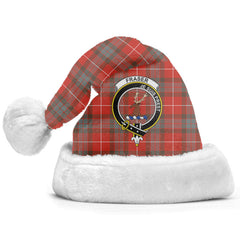 Clan Fraser (of Lovat) Weathered Tartan Crest Christmas Santa Hat BB84 Fraser (of Lovat) Weathered Tartan Tartan Santa Hat