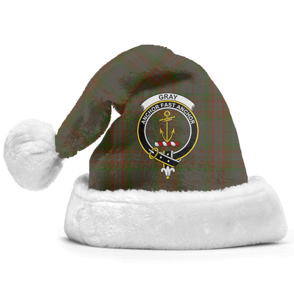 Clan Gray Tartan Crest Christmas Santa Hat KL95 Gray Tartan Tartan Santa Hat