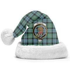 Clan Melville Tartan Crest Christmas Santa Hat MN22 Melville Tartan Tartan Santa Hat