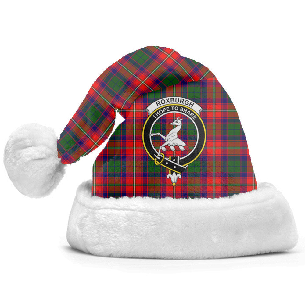 Clan Roxburgh District Tartan Crest Christmas Santa Hat IP28 Roxburgh District Tartan Tartan Santa Hat