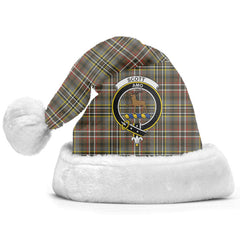 Clan Scott Green Weathered Tartan Crest Christmas Santa Hat TW75 Clan Scott (Scott Tartan) Tartan Santa Hat