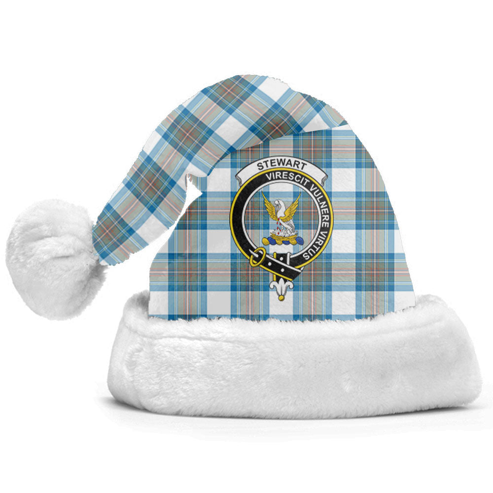 Clan Stewart Muted Blue Tartan Crest Christmas Santa Hat XL10 Stewart Muted Blue Tartan Tartan Santa Hat