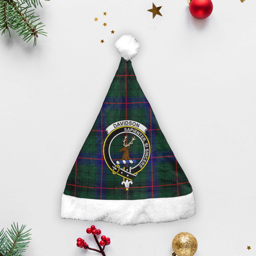 Clan Davidson Modern Tartan Crest Christmas Santa Hat PU94 Davidson Modern Tartan Tartan Santa Hat