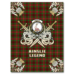 Clan Ainslie Tartan Gold Courage Symbol Blanket KP78 Clan Ainslie Tartan Today