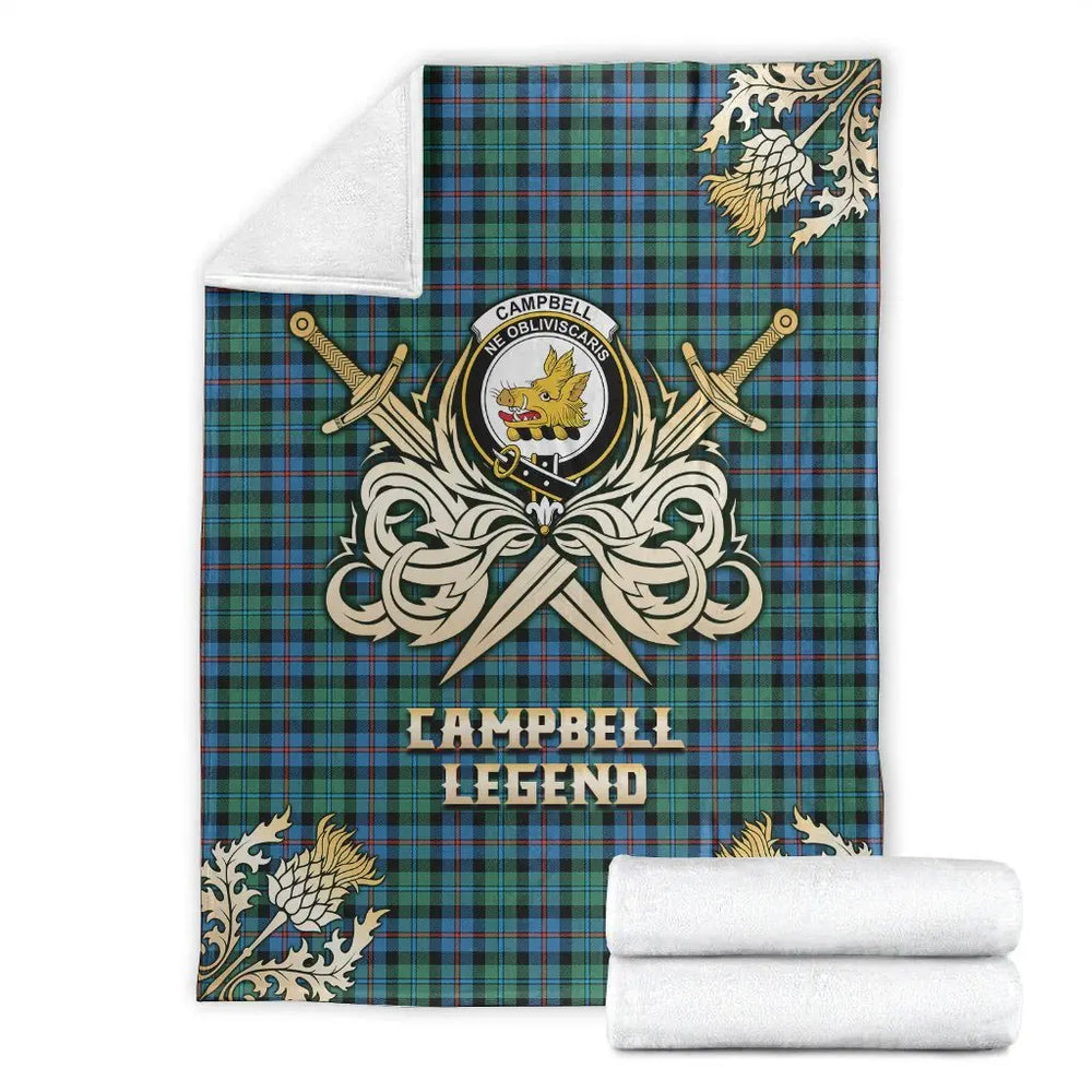 Clan Campbell of Cawdor Ancient Tartan Gold Courage Symbol Blanket JM73 Clan Campbell of Cawdor Tartan Today