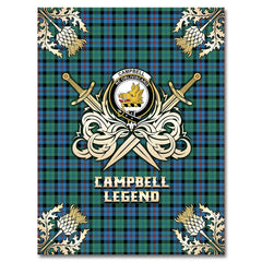 Clan Campbell of Cawdor Ancient Tartan Gold Courage Symbol Blanket JM73 Clan Campbell of Cawdor Tartan Today