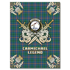 Clan Carmichael Ancient Tartan Gold Courage Symbol Blanket JL19 Clan Carmichael Tartan Today
