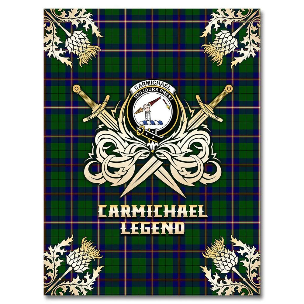 Clan Carmichael Modern Tartan Gold Courage Symbol Blanket AP57 Clan Carmichael Tartan Today