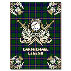 Clan Carmichael Modern Tartan Gold Courage Symbol Blanket AP57 Clan Carmichael Tartan Today