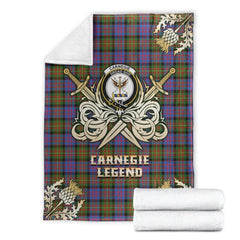 Clan Carnegie Ancient Tartan Gold Courage Symbol Blanket SB58 Clan Carnegie Tartan Today