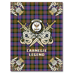 Clan Carnegie Ancient Tartan Gold Courage Symbol Blanket SB58 Clan Carnegie Tartan Today