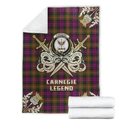 Clan Carnegie Modern Tartan Gold Courage Symbol Blanket LK50