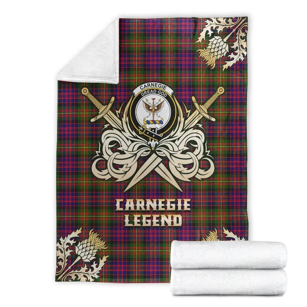 Clan Carnegie Modern Tartan Gold Courage Symbol Blanket LK50 Clan Carnegie Tartan Today
