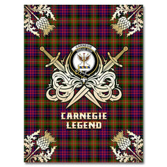 Clan Carnegie Modern Tartan Gold Courage Symbol Blanket LK50 Clan Carnegie Tartan Today