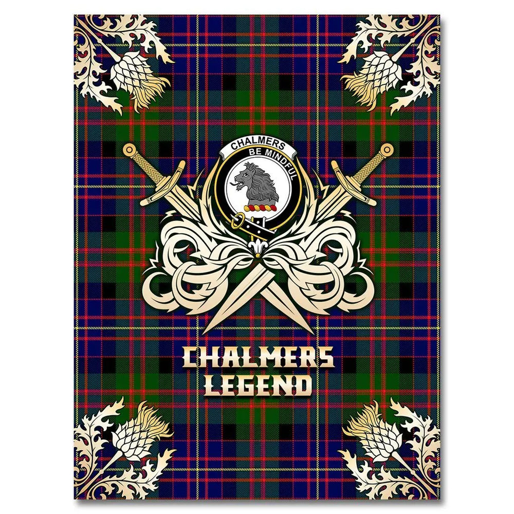 Clan Chalmers Modern Tartan Gold Courage Symbol Blanket XK19 Clan Chalmers Tartan Today