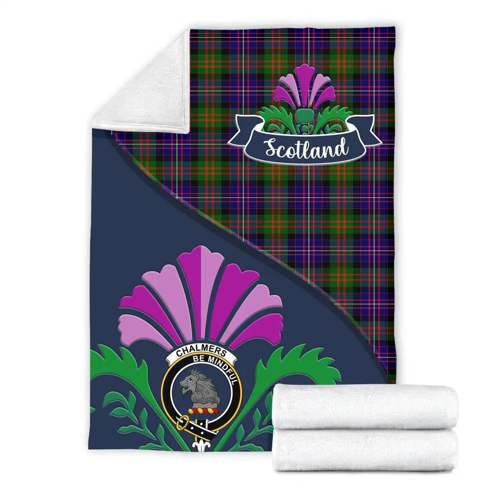 Clan Chalmers Tartan Crest Premium Blanket Thistle Style AV81 Clan Chalmers Tartan Today