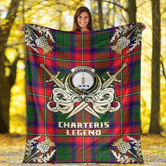 Clan Charteris Tartan Gold Courage Symbol Blanket SJ30 Clan Charteris Tartan Today