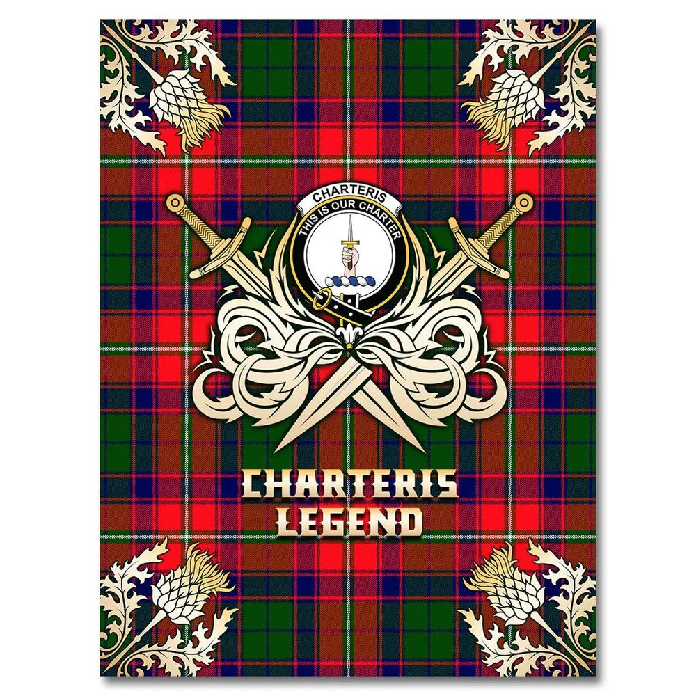Clan Charteris Tartan Gold Courage Symbol Blanket SJ30 Clan Charteris Tartan Today