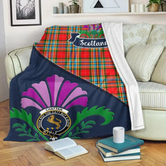 Clan Chattan Tartan Crest Premium Blanket Thistle Style CR40 Clan Chattan Tartan Today