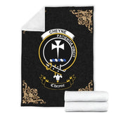 Clan Cheyne Crest Tartan Premium Blanket Black QO83 Clan Cheyne Tartan Today