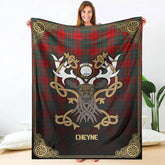 Clan Cheyne Tartan Crest Premium Blanket Celtic Stag Style TK90 Clan Cheyne Tartan Today