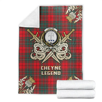 Clan Cheyne Tartan Gold Courage Symbol Blanket
