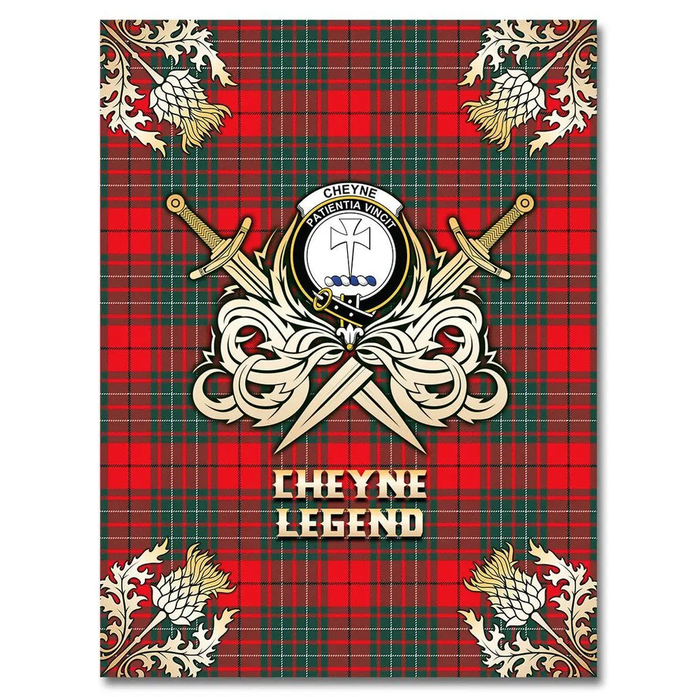 Clan Cheyne Tartan Gold Courage Symbol Blanket WW18 Clan Cheyne Tartan Today