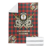 Clan Chisholm Ancient Tartan Gold Courage Symbol Blanket CJ36 Clan Chisholm Tartan Today