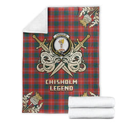 Clan Chisholm Ancient Tartan Gold Courage Symbol Blanket CJ36 Clan Chisholm Tartan Today