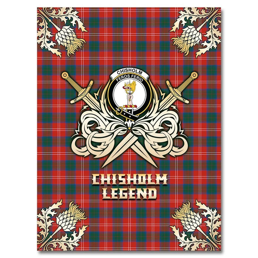 Clan Chisholm Ancient Tartan Gold Courage Symbol Blanket CJ36 Clan Chisholm Tartan Today