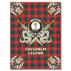 Clan Chisholm Ancient Tartan Gold Courage Symbol Blanket CJ36 Clan Chisholm Tartan Today